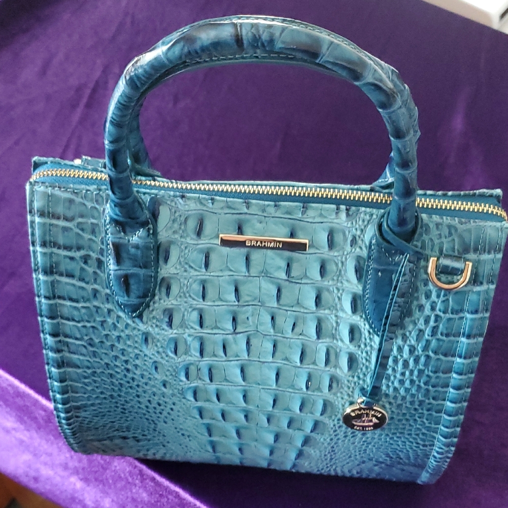 Brahmin Small Caroline, Blue Crocodile Embossed Satchel